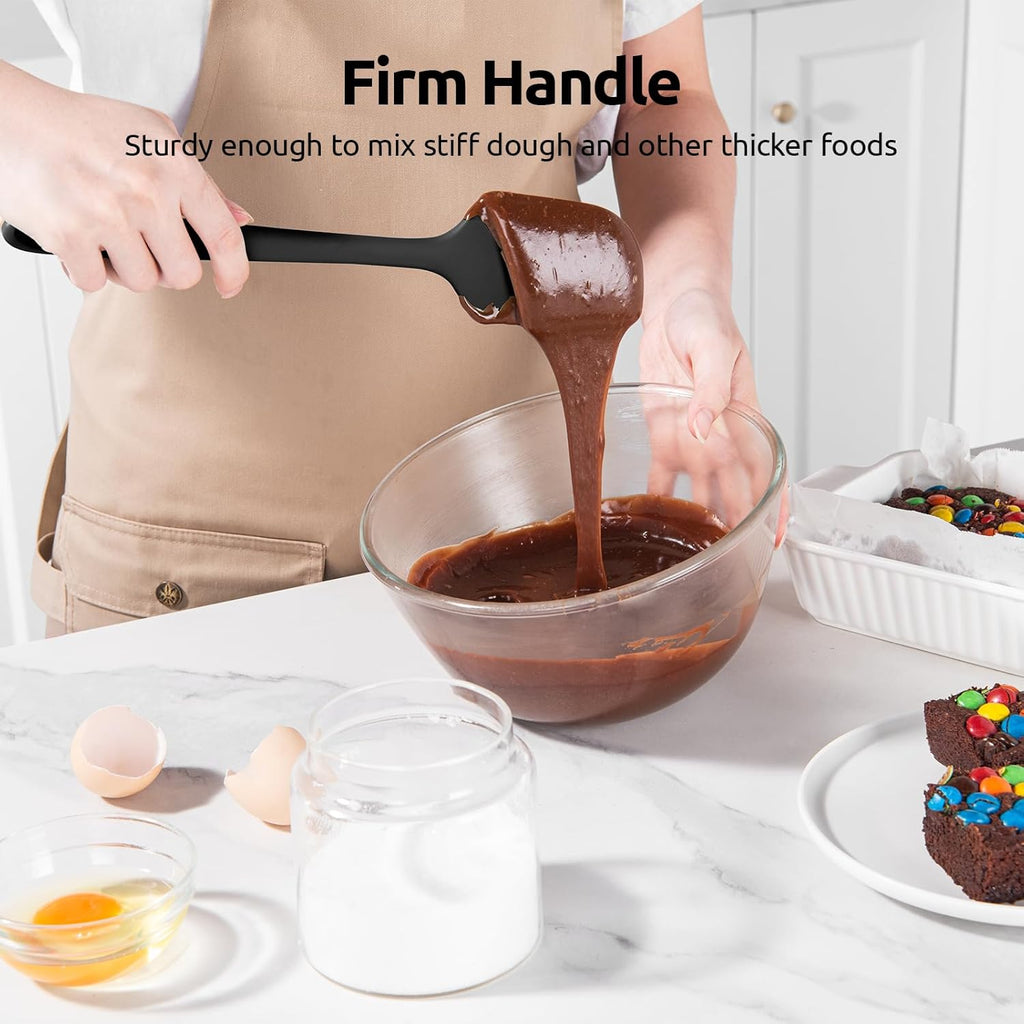 U-Taste Silicone Spatula Set - Heat Resistant Up to 600°F | Durable Black Kitchen Tools