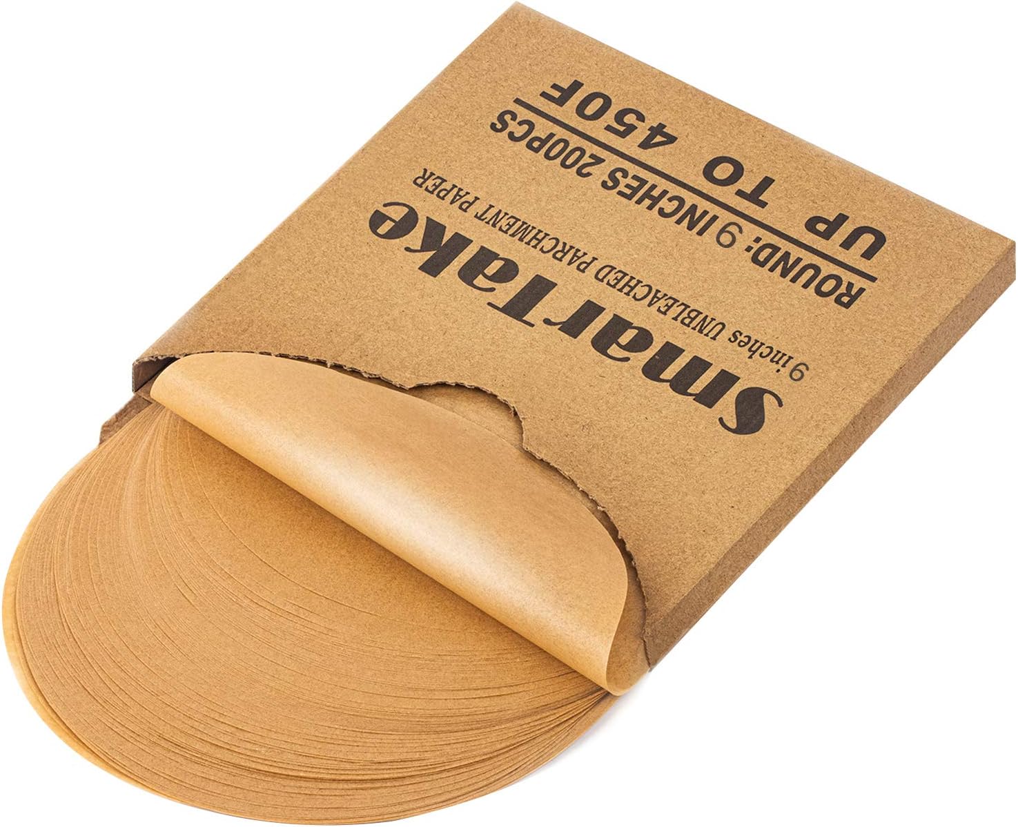 SMARTAKE Unbleached Parchment Paper Baking Sheets - 200 Pcs Round, 9 Inches, Non-Stick for Baking & Grilling