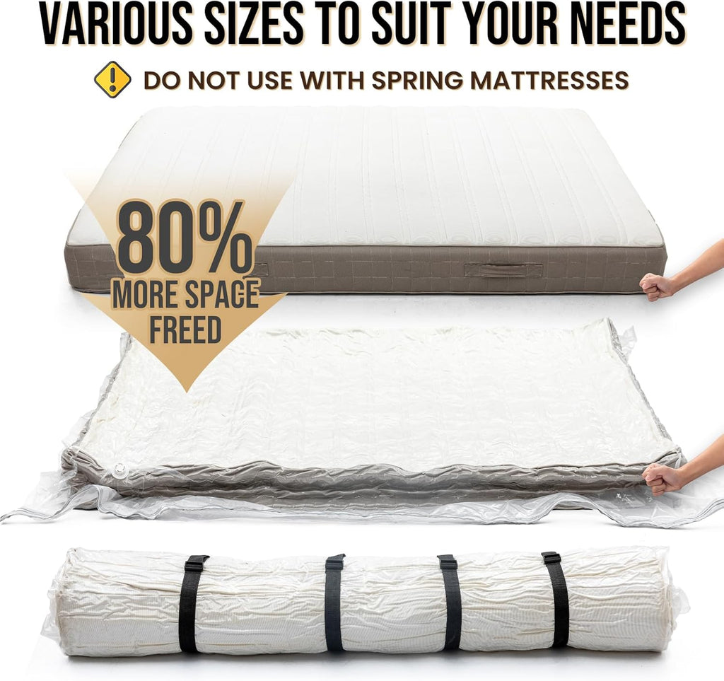 TAILI Mattress Vacuum Storage Bag - King/California King Size with 4 Straps for Easy Moving & Transport