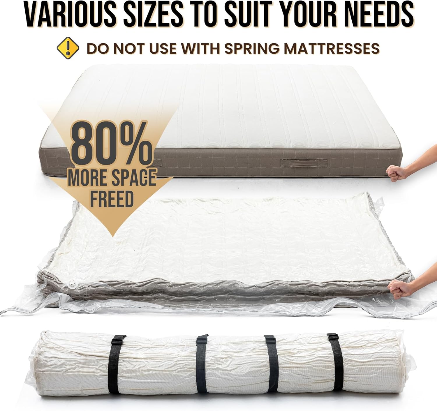 TAILI Mattress Vacuum Storage Bag - King/California King Size with 4 Straps for Easy Moving & Transport