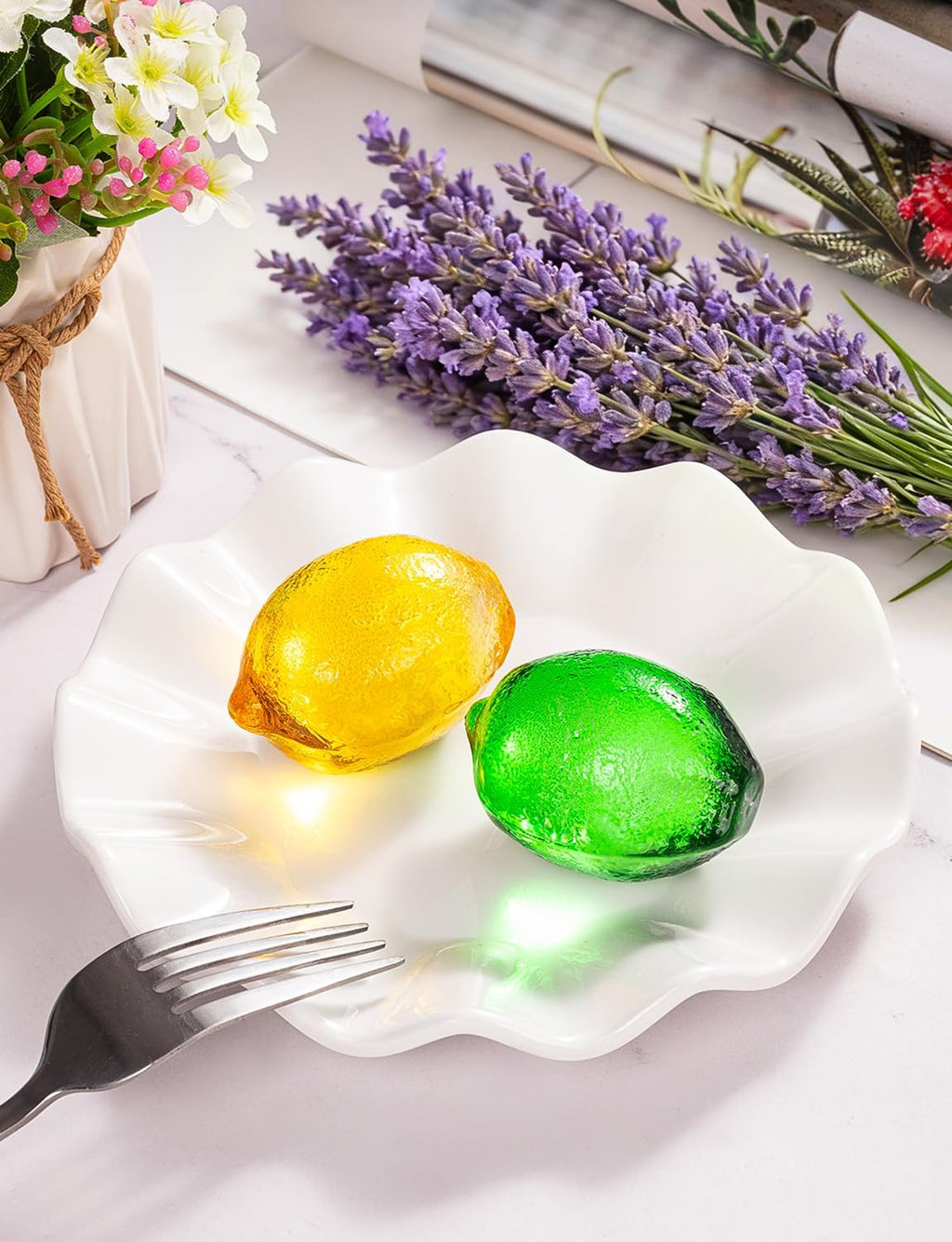 Skiennix Glass Lemon Figurines - Charming 2-Inch Collectibles for Home or Office Decor