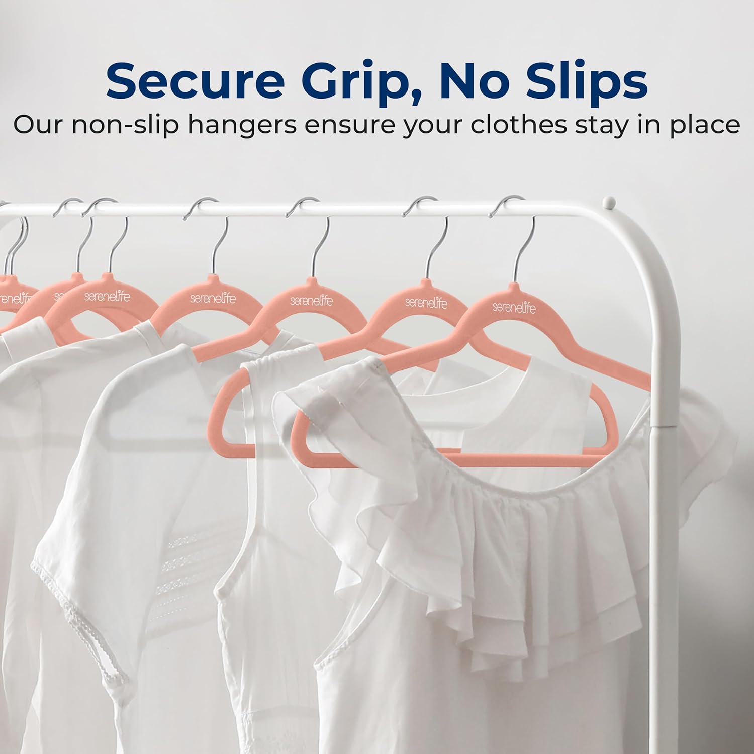 SereneLife Velvet Hangers - Non-Slip Felt Design with 360° Swivel Hook | Ultra-Thin & Space-Saving for Shirts, Sweaters & Dresses