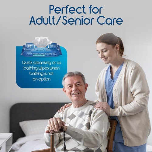 Inspire Adult Wet Wipes - Incontinence Cleansing Cloths for Elderly | 8"x12", 12 Packs of 50