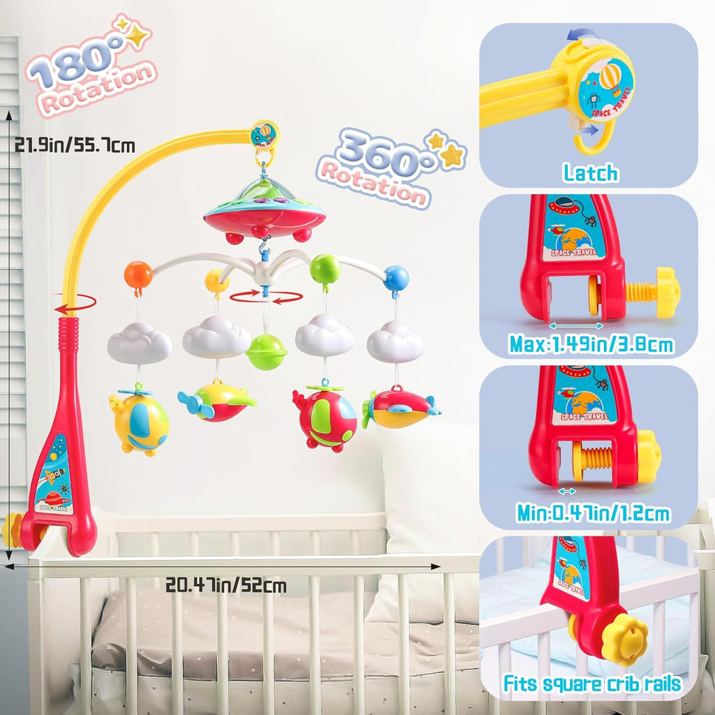 Skiennix Baby Musical Crib Mobile - Remote Control, Lights & Projector | 108 Melodies for Newborns