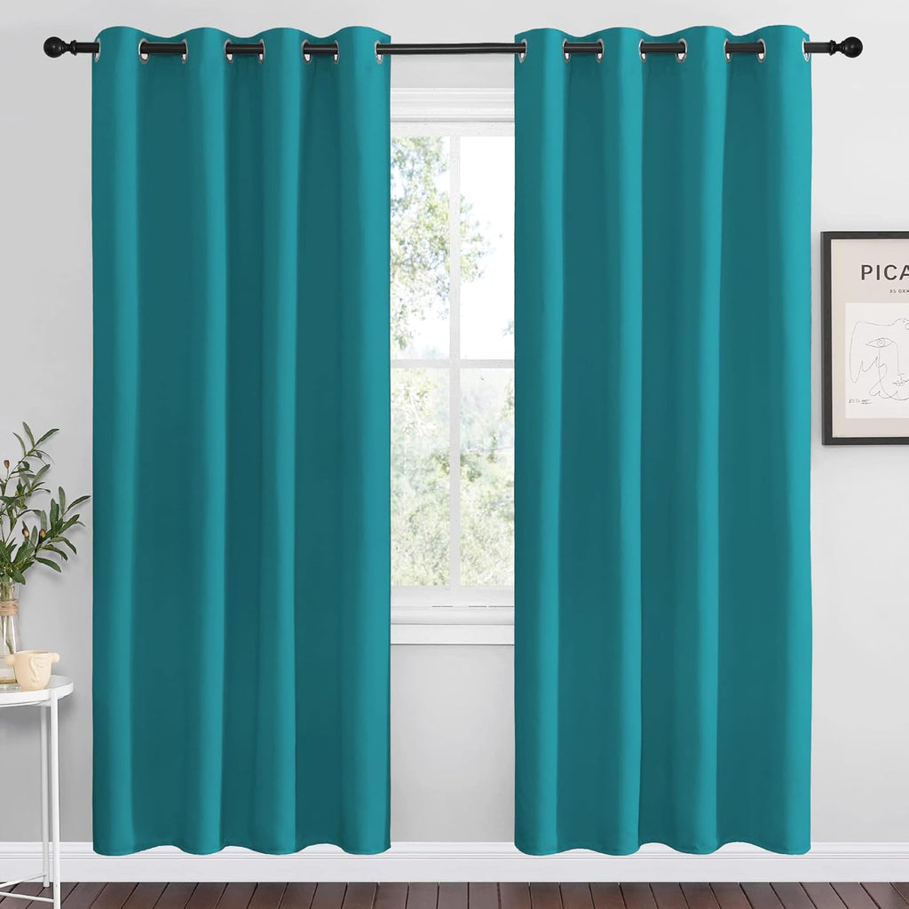 NICETOWN Blackout Curtains - Thermal Insulated Room Darkening Panels, 78 Inch Length, Peacock Teal (2 Pieces)