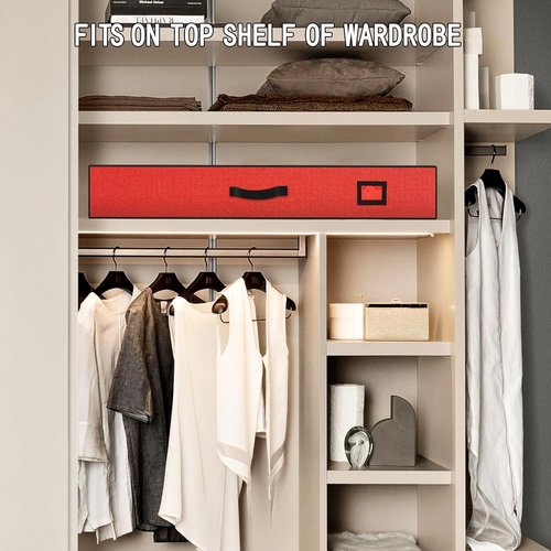 HikooLSS Wrapping Paper Organizer - Heavy Duty 600D Tear-Proof Storage Container | Red with Flexible Partitions