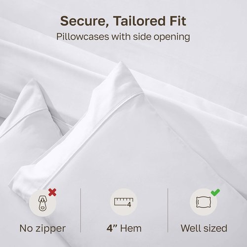California Design Den King Size Pillowcase Set - 400 Thread Count 100% Cotton Sateen, Soft & Breathable | Bright White