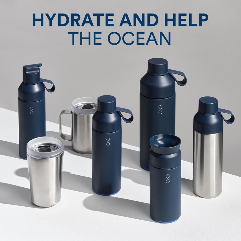 Ocean Bottle Original 25 oz | Stainless Steel Water Bottle | Reusable & Sustainable | Keeps Drinks Cold & Hot | Eco Friendly Gift (Ocean Blue)