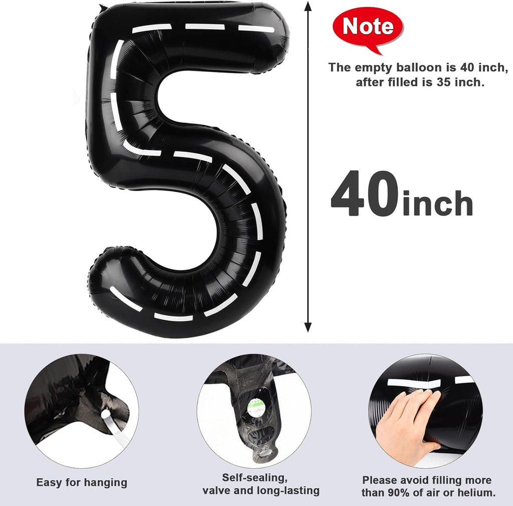 Skiennix 40-Inch Balloon Numbers - Black 5th Birthday Decorations & Wedding Photo Shoot Decor