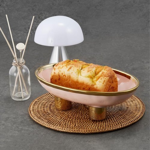 SPRINGBOW Ceramic Fruit Bowl – 10” Pink Decorative Bowl for Kitchen Counter – Modern Pedestal Bowl, Fruit Bowls, Catch All Bowl, and Fruit Basket for Kitchen Counter