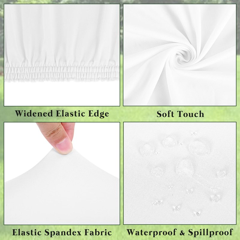 10 Pack Picnic Table Cover Fitted Tablecloths 6 Foot Rectangle Tables Elastic Waterproof Stretch Washable Patio Folding Outdoor Spandex Table Cloth for Camping Banquet and Parties (White,30" x 72")
