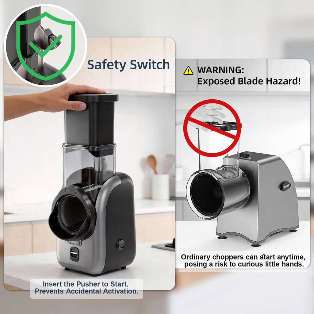 Electric Vegetable Slicer and Cheese Grater, Multifunctional Rotary Cutter with 4 Stainless Steel Blades for Potatoes Carrots Cucumbers Fruits Salad etc.