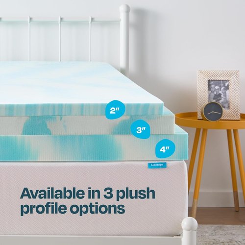 Linenspa 2 Inch Gel Memory Foam Mattress Topper - California King Size | Cooling & Pressure Relieving, CertiPUR Certified