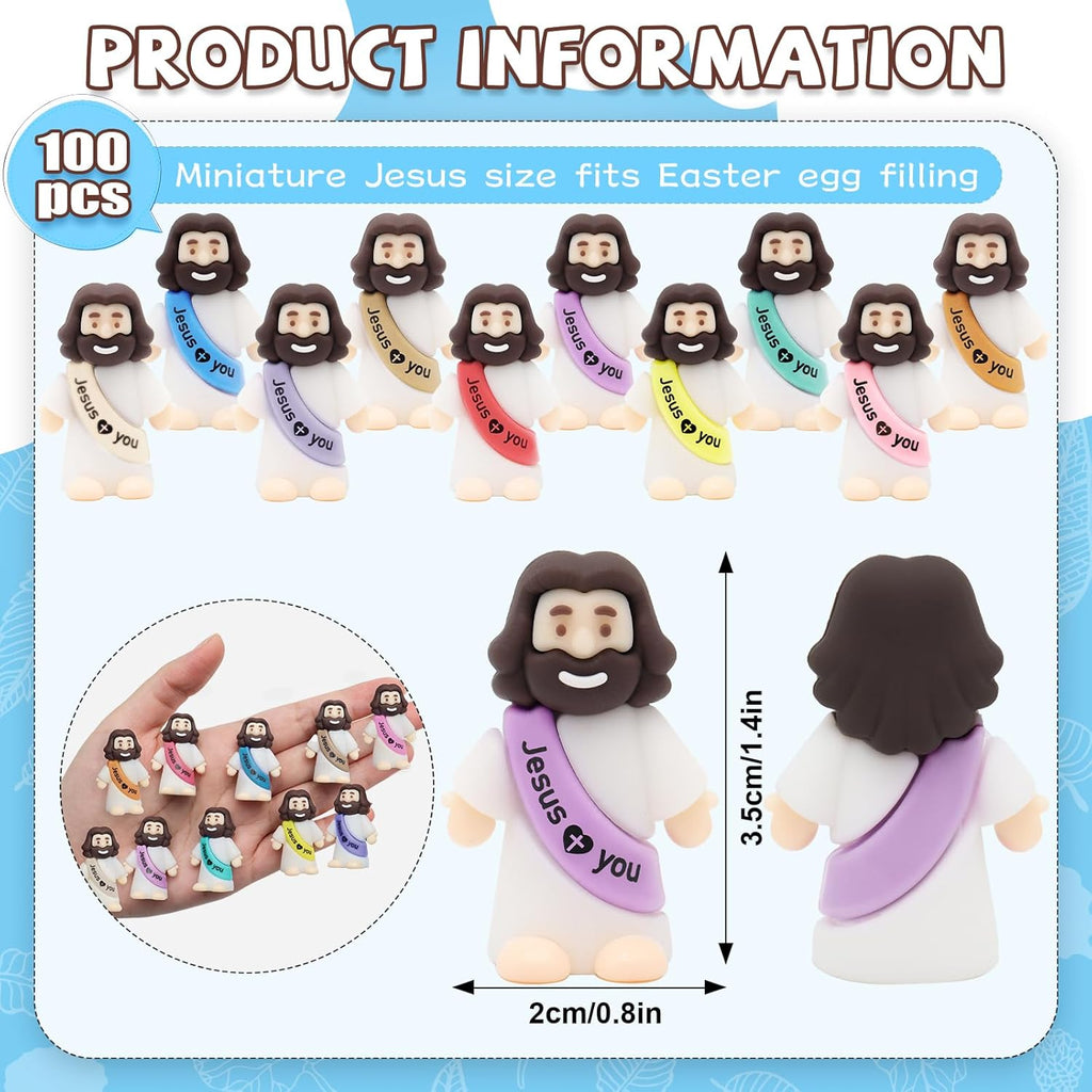 YuDanae Jesus Loves You Figures - 100pcs Baby Jesus Party Favors for Baptism & Easter Crafts