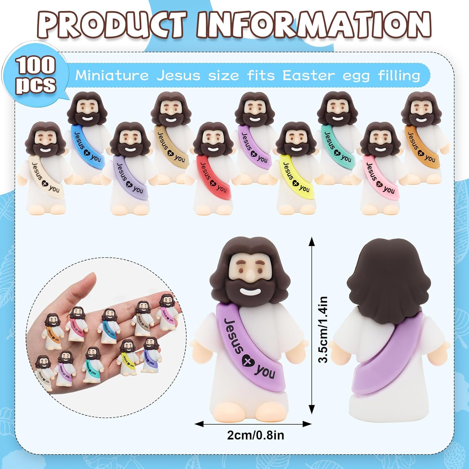 YuDanae Jesus Loves You Figures - 100pcs Baby Jesus Party Favors for Baptism & Easter Crafts