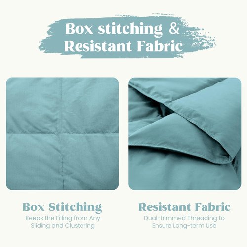 puredown® Soft Feather Down Blanket Lightweight Packable Down & Feather Fill Blanket for Indoor and Outdoor Use, Queen Size Blankets, 88"X90", Sea Blue