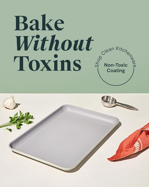 Caraway Non-Stick Ceramic Baking Sheet - Non-Toxic & PTFE Free - Ideal for Baking & Roasting - Medium (15" x 10") - Cream