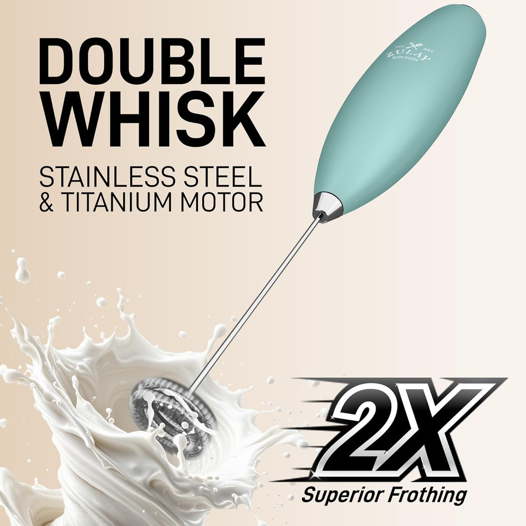 Zulay Kitchen Milk Frother - Powerful Handheld Whisk for Coffee, Lattes & More | Includes 4 Duracell Batteries