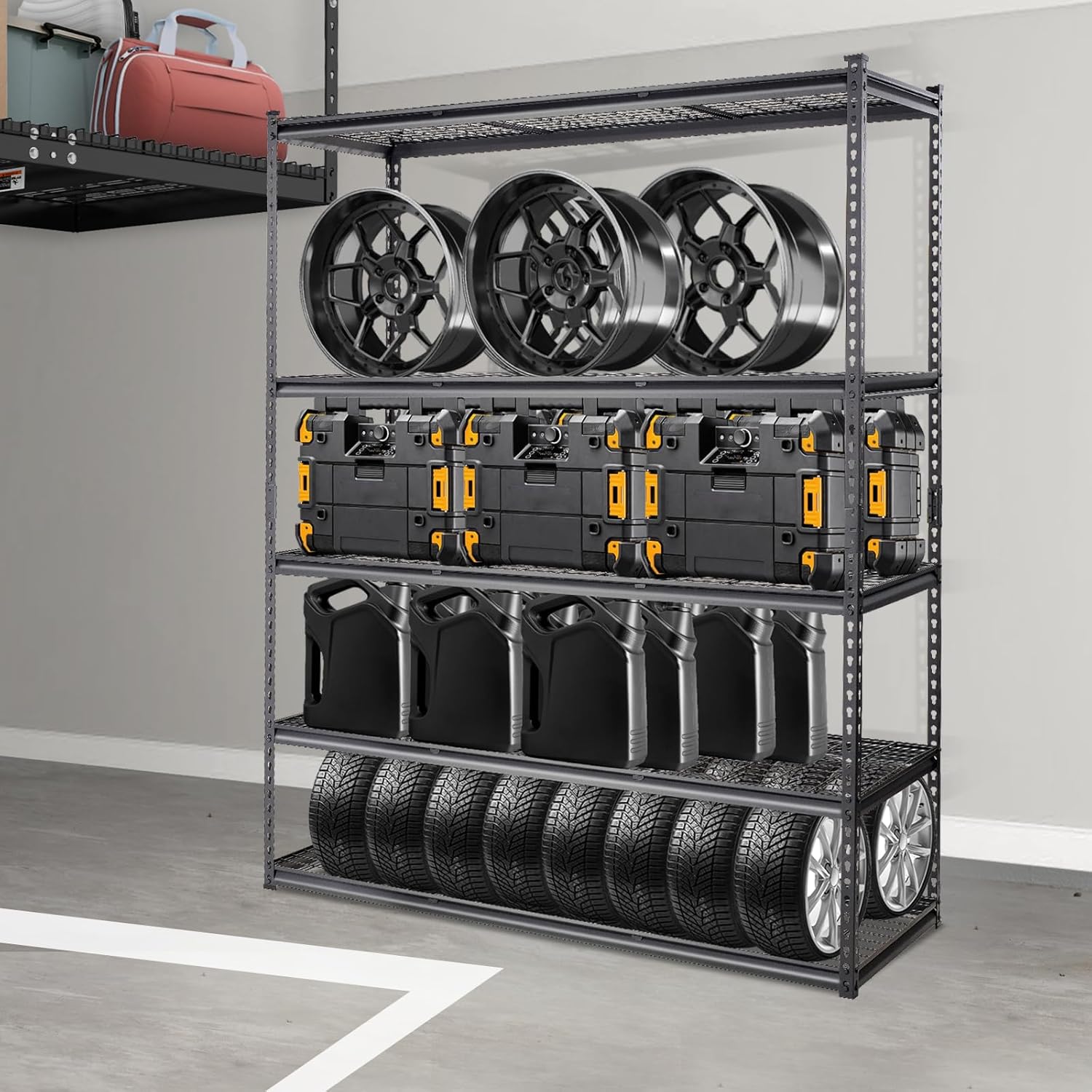 VEVOR 5-Tier Adjustable Storage Shelving Unit - Heavy Duty Metal Organizer Rack | 2000 lbs Capacity, Black, 60" L x 24" W x 78" H