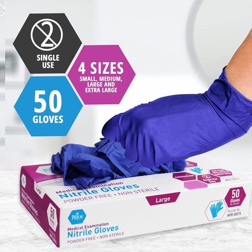 Med Pride Nitrile Medical Exam Gloves - Disposable, Powder & Latex-Free | Ideal for Doctors & Nurses