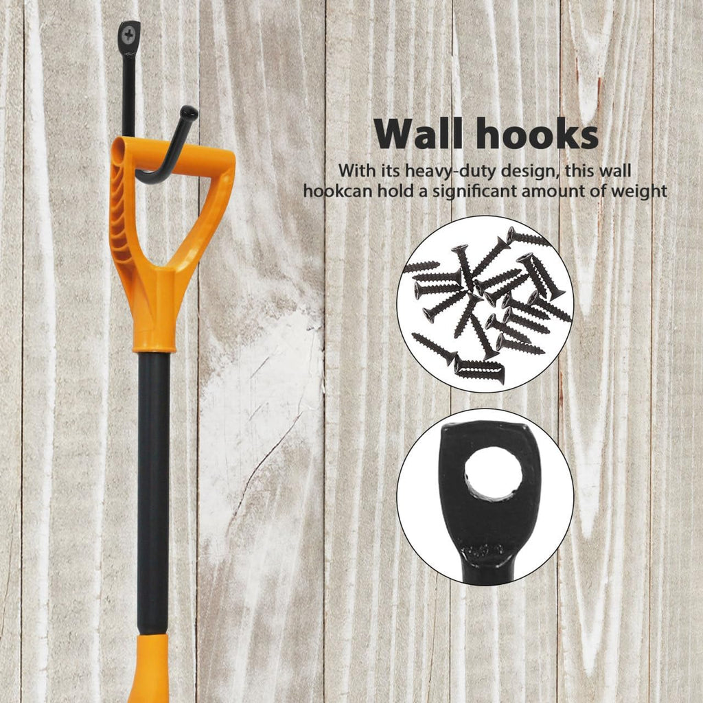 POPETPOP Heavy-Duty Garage Storage Hooks - 20pcs Steel Tool Organizer for Garden Tools & Bags | Wall-Mounted (Black)