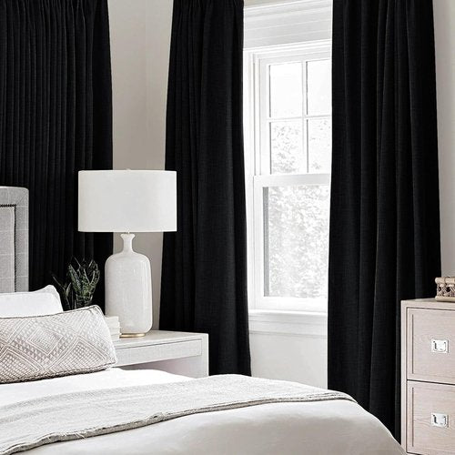 MIULEE Blackout Curtains - 100% Linen Texture Thermal Insulated Drapes | 52x63 Inch (2 Panels)