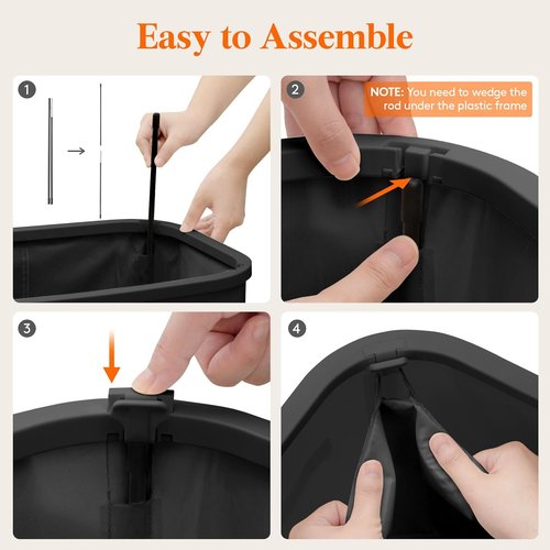 Lifewit 85L Large Laundry Basket - Foldable Hamper with Lid & Removable Bag | Black