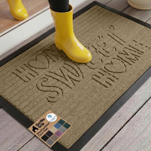 GORILLA GRIP Waterproof All-Season WeatherMAX Doormat - Stain & Fade Resistant, 29x17, Easy Clean