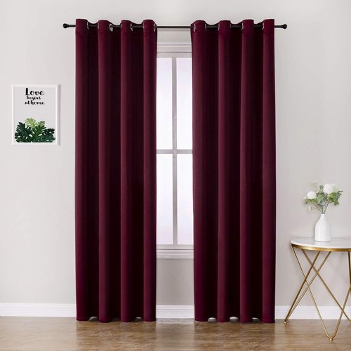 ChrisDowa Blackout Curtains - 90 Inch Thermal Insulated Grommet Panels Set | Burgundy Red, 2 Panels