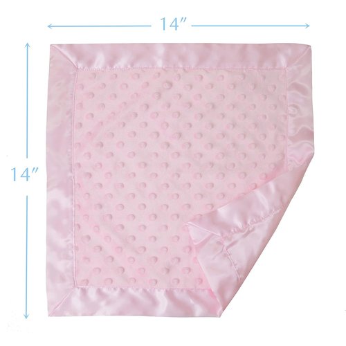 American Baby Company Heavenly Soft Chenille Security Blanket - 14" x 14", Minky Dot & Satin, Pink for All Kids