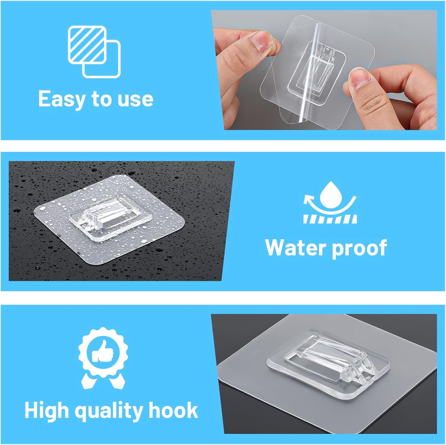 Skiennix Shower Caddy Adhesive Hooks - Waterproof, Strong Adhesive, No Drilling | 14 Packs for Bathroom & Kitchen Storage