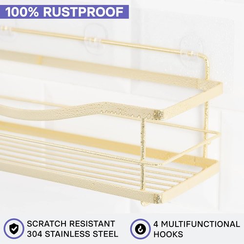 KINCMAX Shower Caddy Organizer - Self-Adhesive Stainless Steel Bath Shelf for Shampoo & Storage