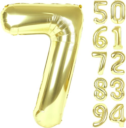Champagne Gold 7 Balloon - 40 Inch Number Balloon for 7th Birthday Decorations | Light Gold Party Decor for Girls