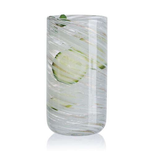 Mikasa Color Swirl White Gray Set of 4 Highball Tall Beverage Glasses, 18 ounces