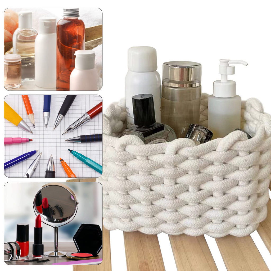 Small Storage Decorative Basket, Cotton Rope Woven Shelf Basket for Little Items, Cute Box Organizer for Baby Room, Nursery, Bedroom
