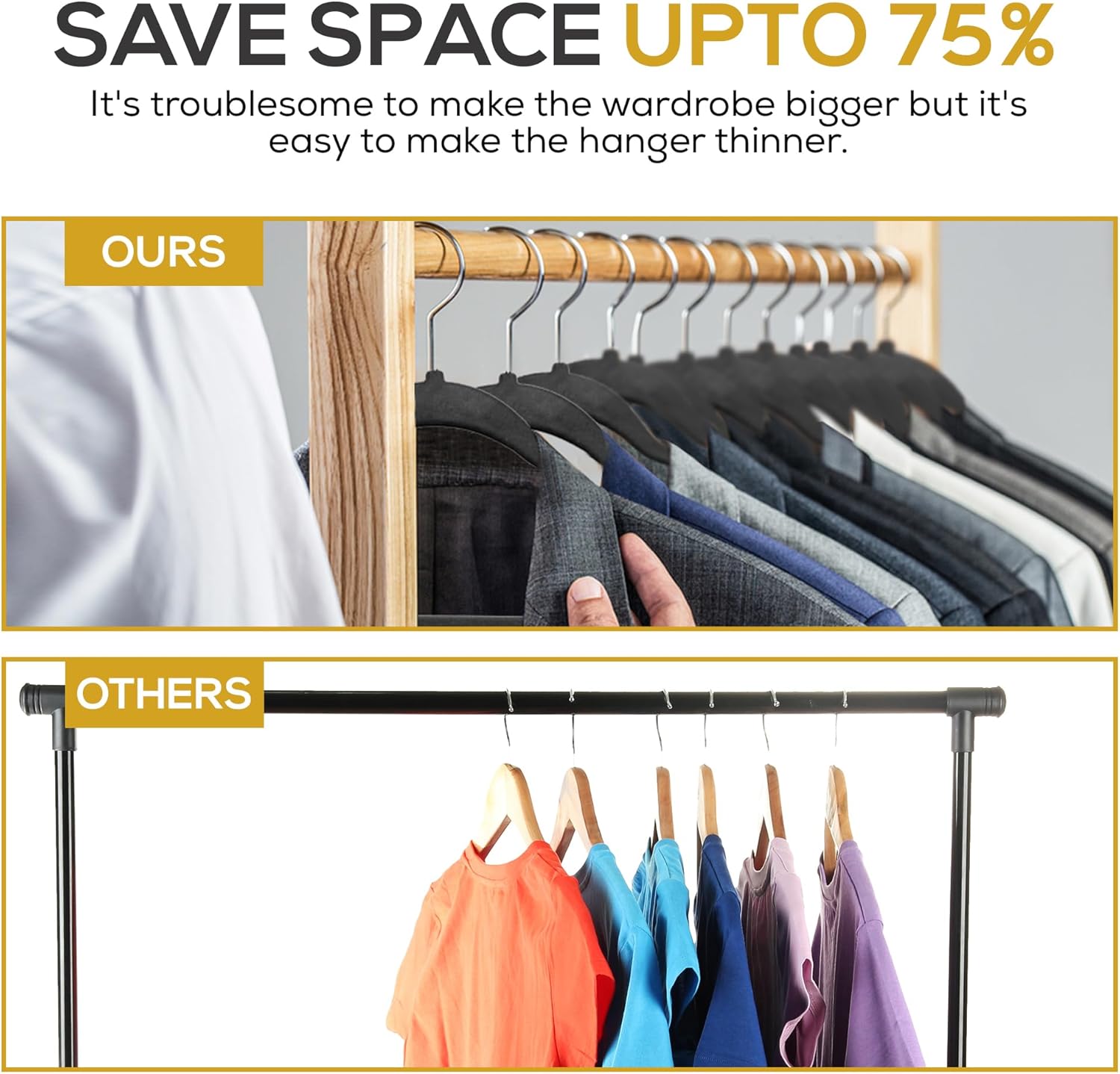 Techzoo Velvet Hangers - Ultra Thin Non-Slip Design for Space Saving | 50 Pack, Black, 360° Swivel Hook