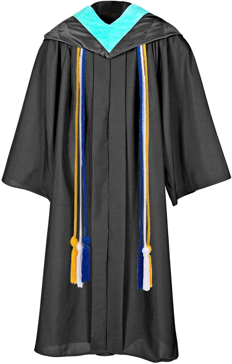 Whaline Graduation Honor Cords - Royal Blue, Gold & White Tassel | 67.7 Inch Rayon Braided Ropes (3 Pcs)
