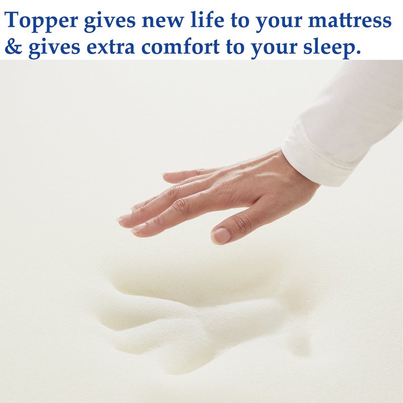 Spring Coil 2-inch High-Density Foam Bedding Mattress Topper | Breathable, Soft and Relaxing Bed Top Padding, Perfect Toppers Providing Support for Back and Lower Back for Mattress, Full, Off-White