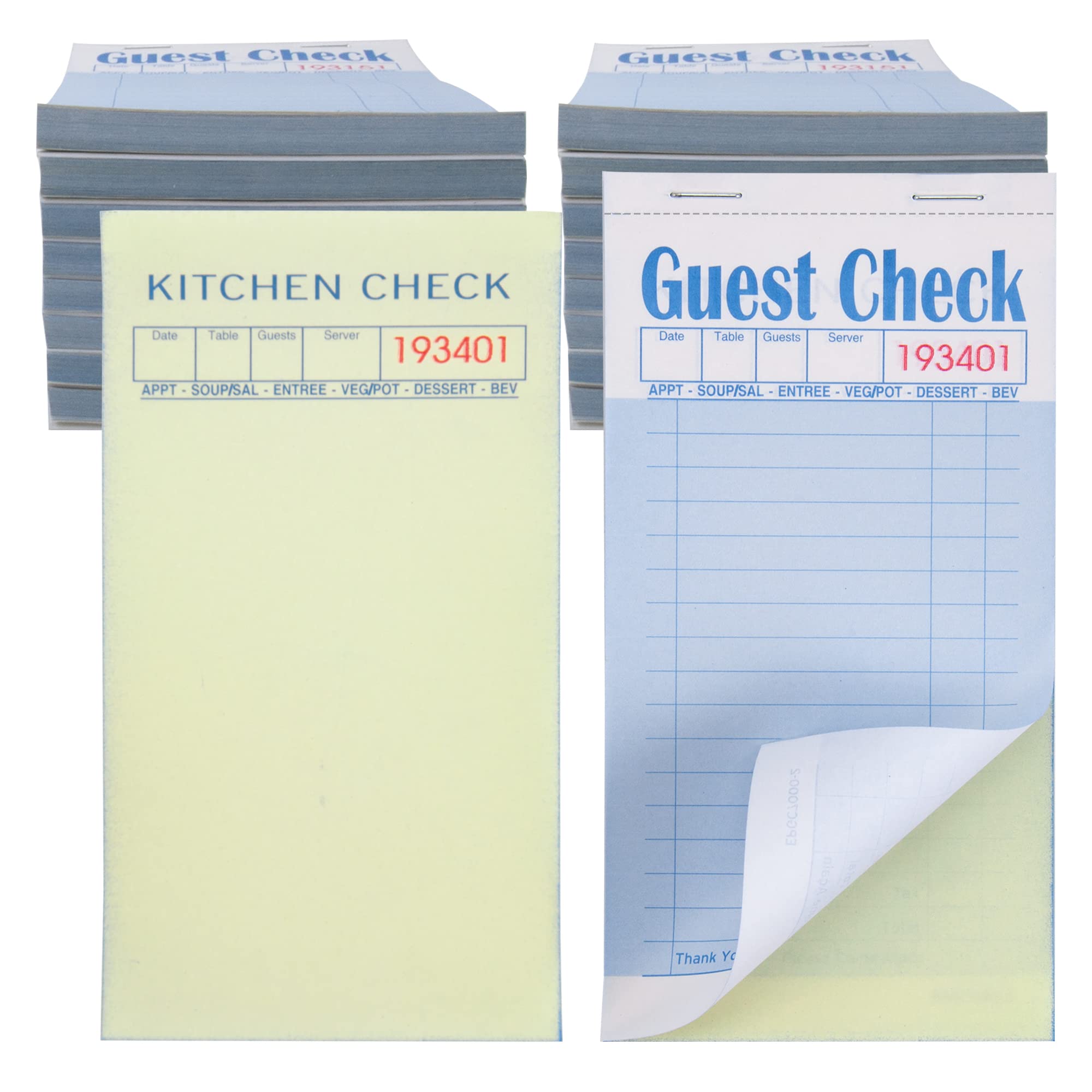 ESSENTIAL Guest Check Books 3.5" x 6.7", 1000 Duplicates Server Note Pads for Restaurants, Waitress Order Books with Copy Paper (20 Books)