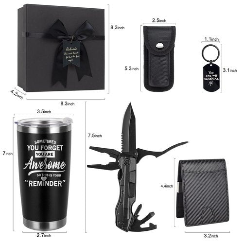 Mkeevee Birthday Gifts for Men Funny Christmas Gifts Baskets for Him Father’s Day for Dad Anniversary Who Have Everything for Husband, Boyfriend, Brother, Son, Grandpa Tumbler Multitool Gift Set