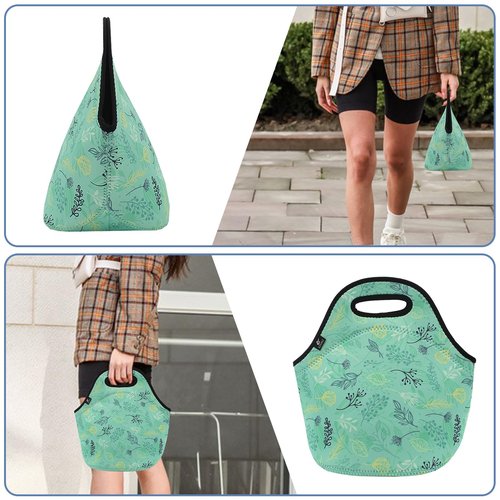 LOVAC Neoprene Lunch Bag, Thick Insulated Lunch Bag - Durable & Waterproof Lunch Tote With Zipper For Outdoor Travel Work School (Leaf)