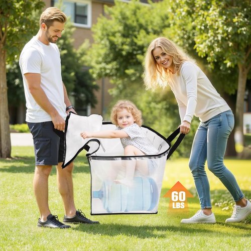Extra Large Heavy Duty Moving Bags by [Brand Name] - Strong Zippers & Handles | 93L Storage Tote for Home & Dorm, 8 Pack, Clear