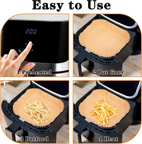 Air Fryer Liners 200 Pcs - Non-Stick, Oil-Absorbing Parchment Paper for 2-5QT Air Fryers