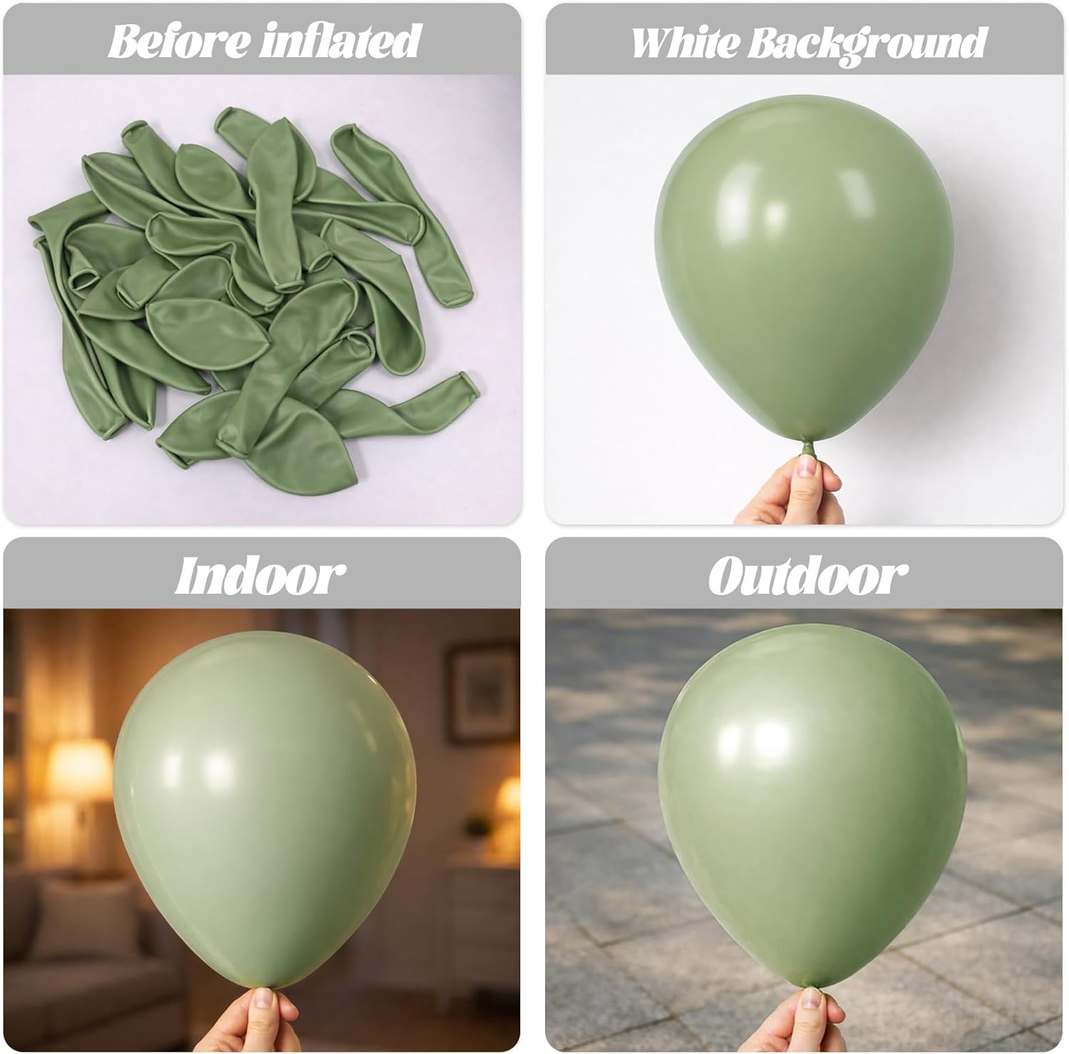 Voircoloria 110pcs Sage Green Balloons - 12 Inch Olive Green Latex for Graduation, Weddings & Parties
