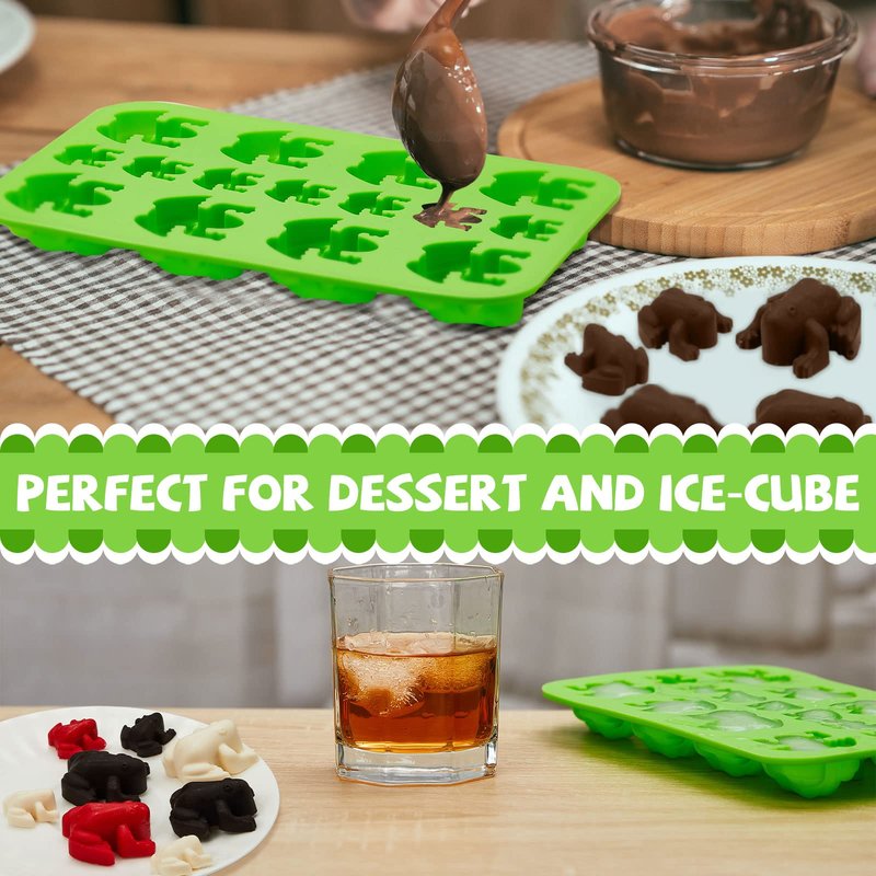 Tessco for you 3 Pieces Silicone Frog Chocolate Mold Funny Candy Molds Passover Jelly Ice Tray Gummy Animal Mold for Holiday Birthday Wizard Party Cake Decoration Kitchen Gift (Green)
