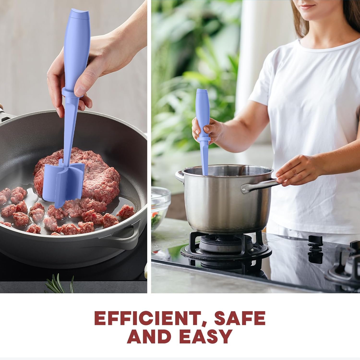 Skiennix Meat Chopper Set - Premium Heat Resistant Hamburger Grinder | 2 Pcs Purple Smasher Tool