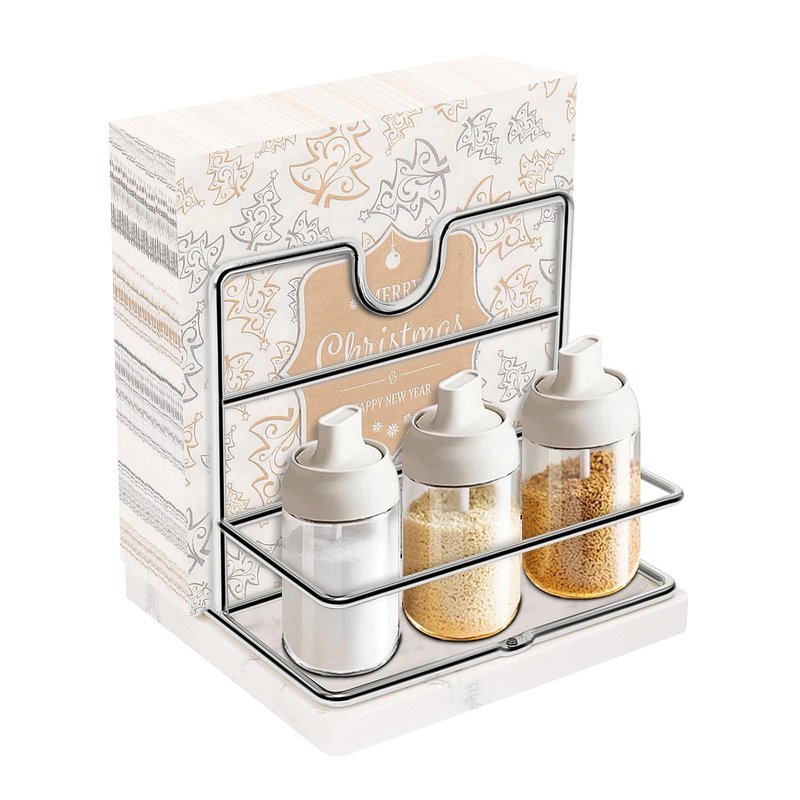Livabber Napkin Holder, Metal Napkin Storage with Salt and Pepper Shakers Caddy Modern Napkin Dispenser for Table Kitchen Countertop, Not Including Salt and Pepper Shakers (Middle Marble, Chrome)