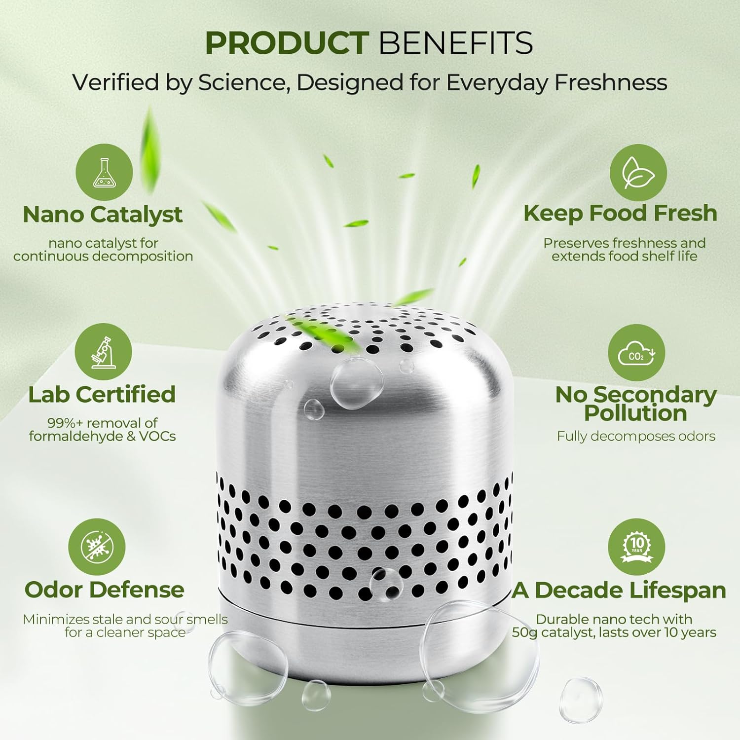 Skiennix Fridge Deodorizer - Long-Lasting Odor Eliminator with Nano Catalyst Technology | 10-Year Effectiveness