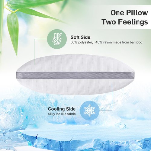 Meoflaw Cooling King Size Bed Pillows, Shredded Memory Foam Support for Back & Side Sleepers, Adjustable with Washable Removable Cover