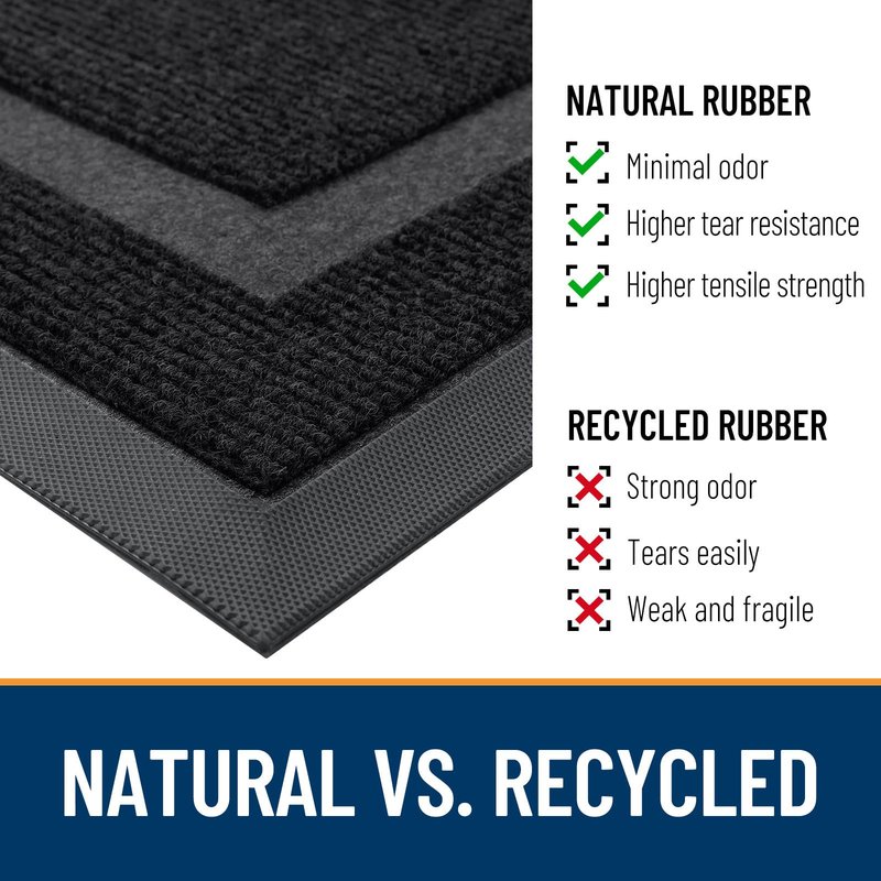 OLANLY 2 Pack Half Circle Door Mats, Waterproof All-Weather Indoor/Outdoor Welcome Mats, Sturdy Natural Rubber, Low-Profile Easy to Clean Doormats for Front Door, Patio, Porch, 36x24, Black